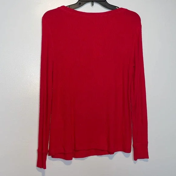 Charter Club Ribbed Henley Pajama Top red Small - Picture 6 of 7